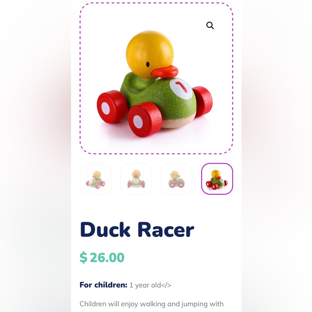 Plan Toy Duck Racer baby toy